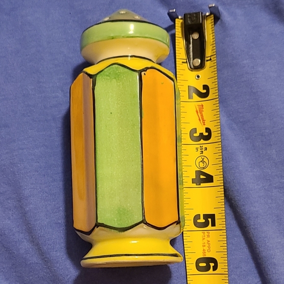 Vintage Lusterware Large 6" Shaker Art Deco Jadite Green Yellow Peach - Picture 4 of 7